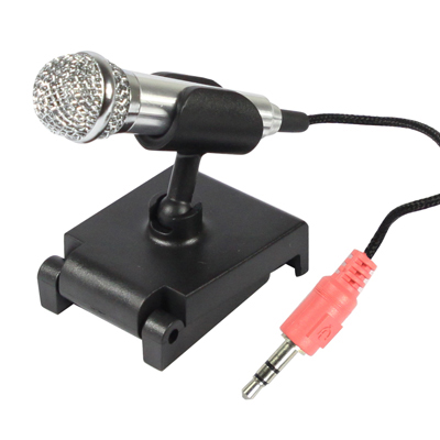 Mini Microphone with Holder, 3.5mm Input Plug, Cord Length: 1.8m, Size: 58 x 18mm